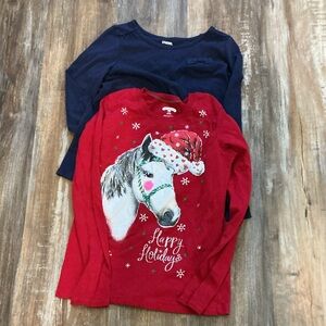 Holiday Time Red and White Horse Holiday Tee